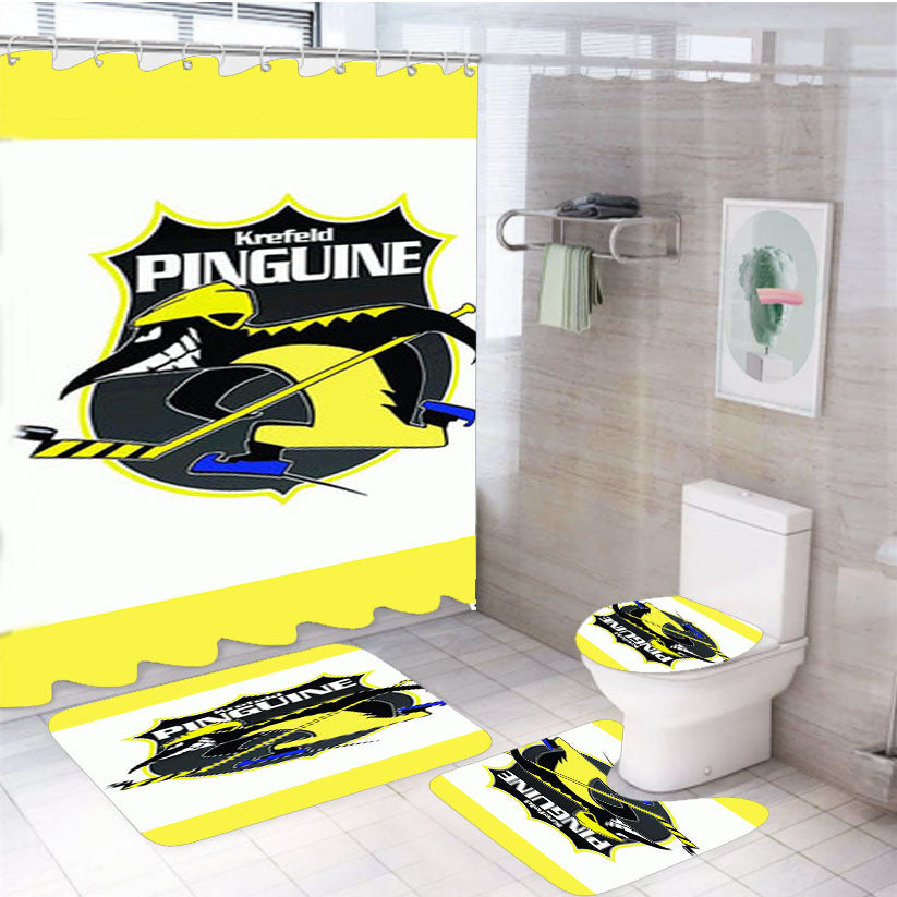 Krefeld Pinguine Hockey Team 4Pcs Bathroom Set Shower Curtain