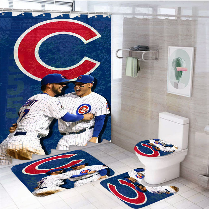 Kris Bryant X Rizzo Chicago Cubs 4Pcs Bathroom Set Shower Curtain