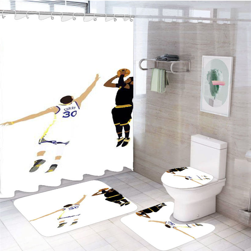 Kyrie Irving Clutch Shot Over 4Pcs Bathroom Set Shower Curtain