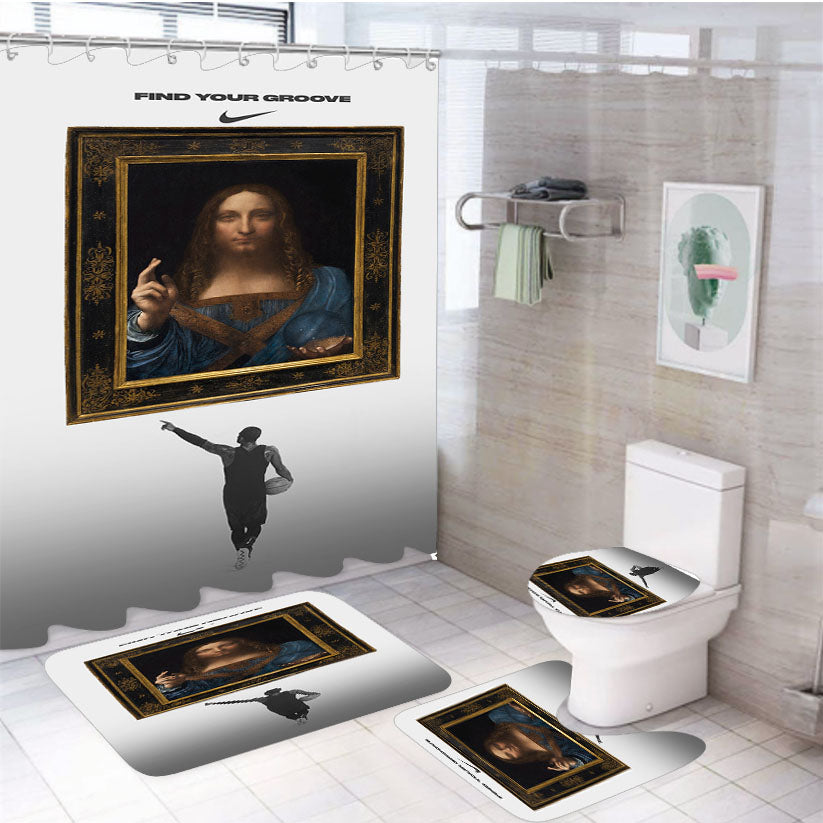 Kyrie Irving Nike Leonardo Davinci 4Pcs Bathroom Set Shower Curtain