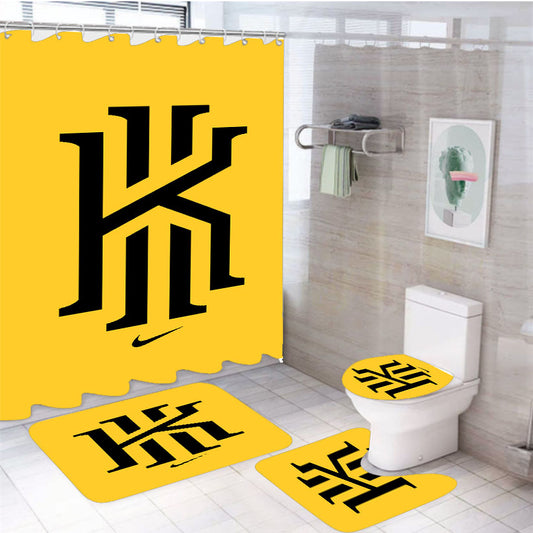 Kyrie Irving Nike Yellow Black Logo 4Pcs Bathroom Set Shower Curtain