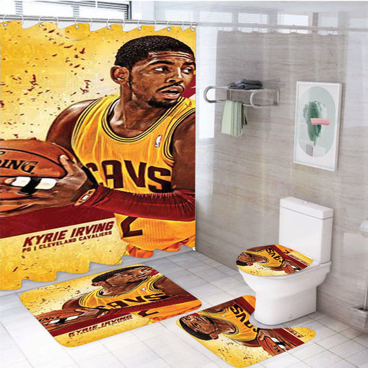 Kyrie Irving Yellow Bkg 4Pcs Bathroom Set Shower Curtain