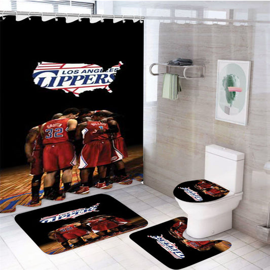 La Clippers Spotlight Plain 4Pcs Bathroom Set Shower Curtain