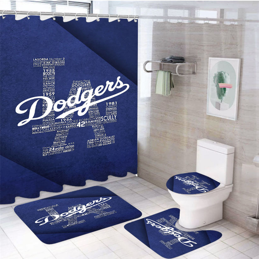 La Dodgers 4Pcs Bathroom Set Shower Curtain