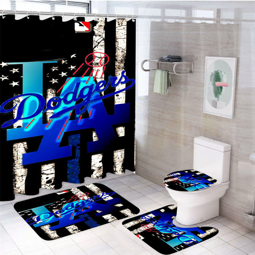 La Dodgers Baseball 987 4Pcs Bathroom Set Shower Curtain