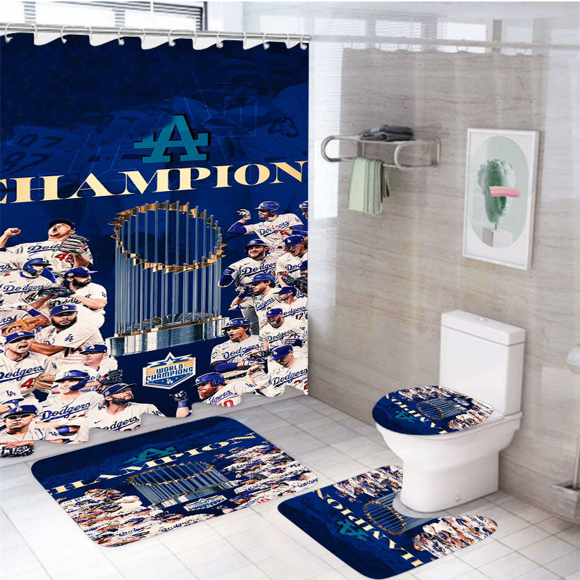 La Dodgers Champions 4Pcs Bathroom Set Shower Curtain