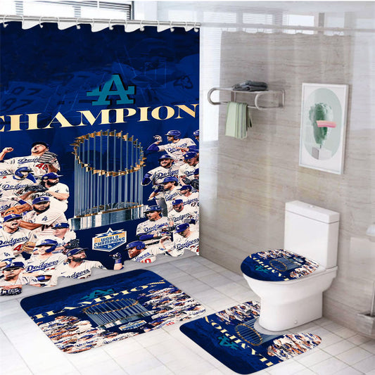 La Dodgers Champions 4Pcs Bathroom Set Shower Curtain