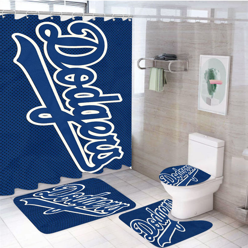 La Dodgers Font 4Pcs Bathroom Set Shower Curtain