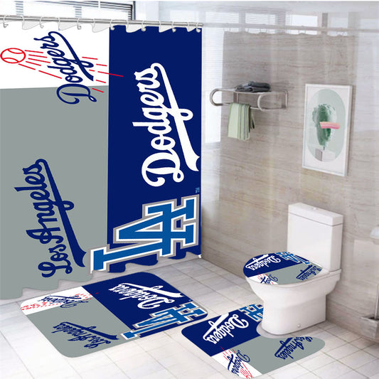 La Dodgers Logo 4Pcs Bathroom Set Shower Curtain
