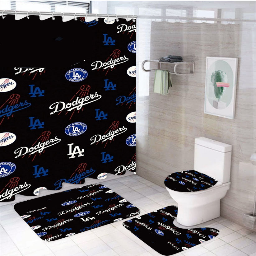 La Dodgers Logo Baseball Simbols 4Pcs Bathroom Set Shower Curtain