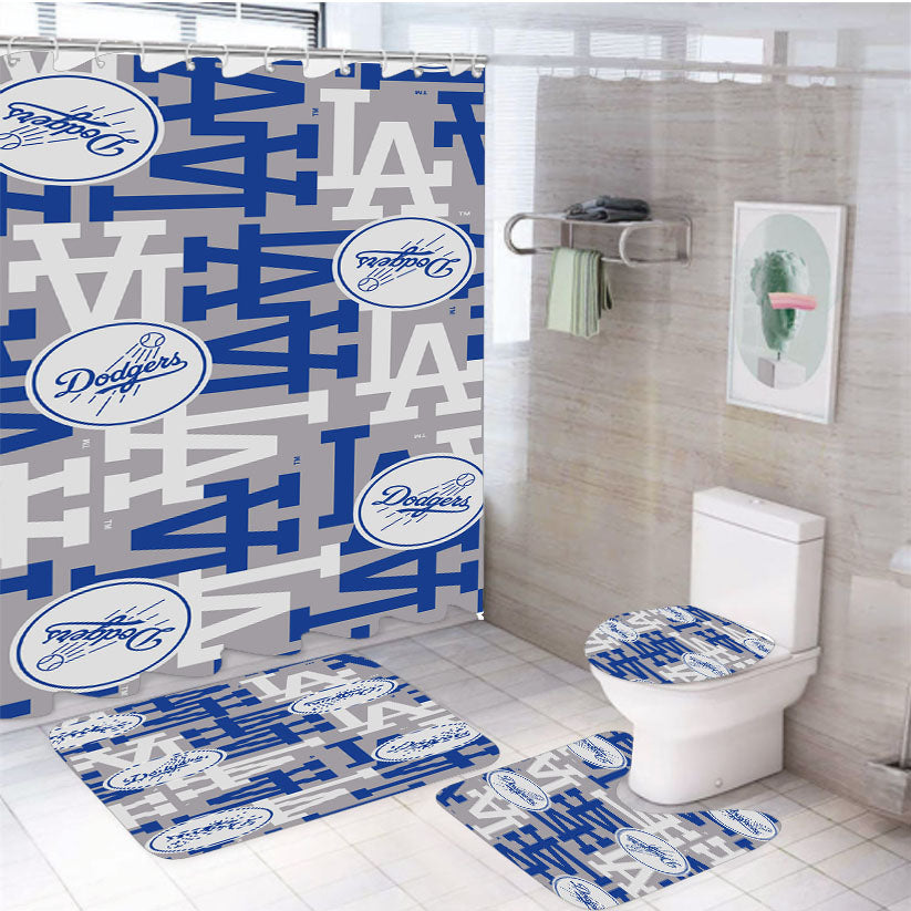La Dodgers Pattern 4Pcs Bathroom Set Shower Curtain