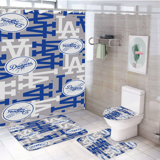 La Dodgers Pattern 4Pcs Bathroom Set Shower Curtain