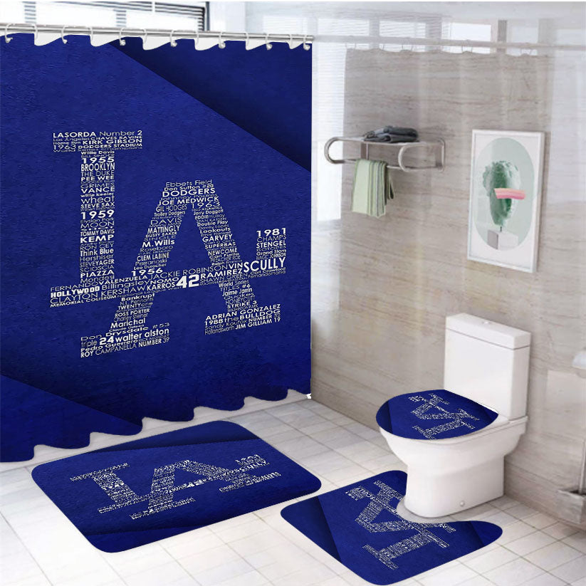 La Dodgers Typography 4Pcs Bathroom Set Shower Curtain