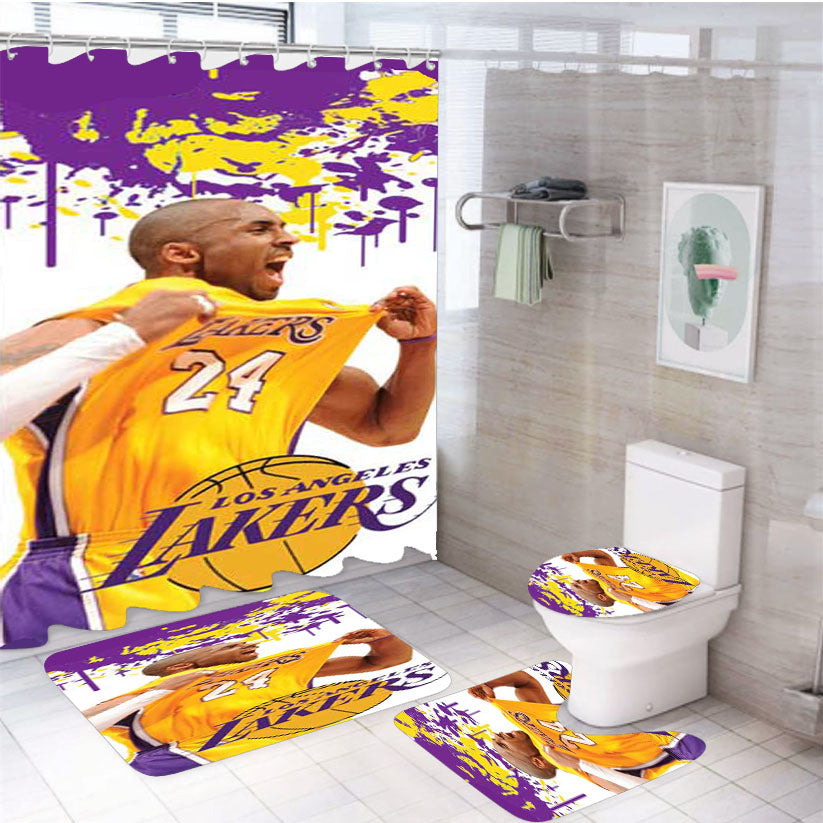 La Lakers Kobe Paint Splatter 4Pcs Bathroom Set Shower Curtain