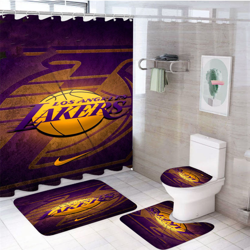 La Lakers Nba Basketball 4Pcs Bathroom Set Shower Curtain