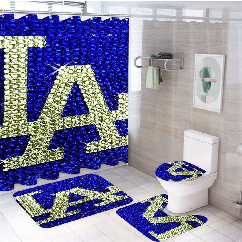 La Los Angeles Dodgers Diamond 4Pcs Bathroom Set Shower Curtain