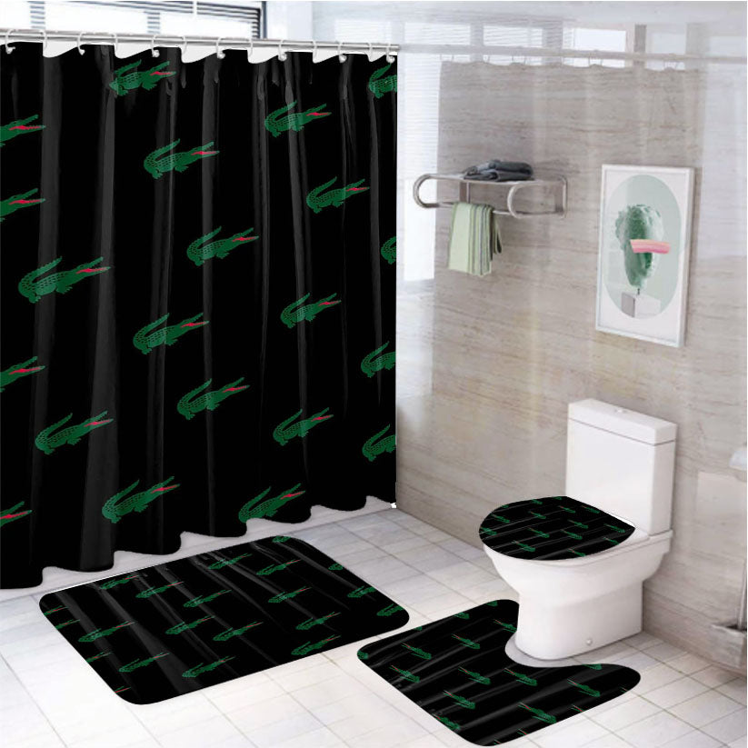 Lacoste Black 4Pcs Bathroom Set Shower Curtain