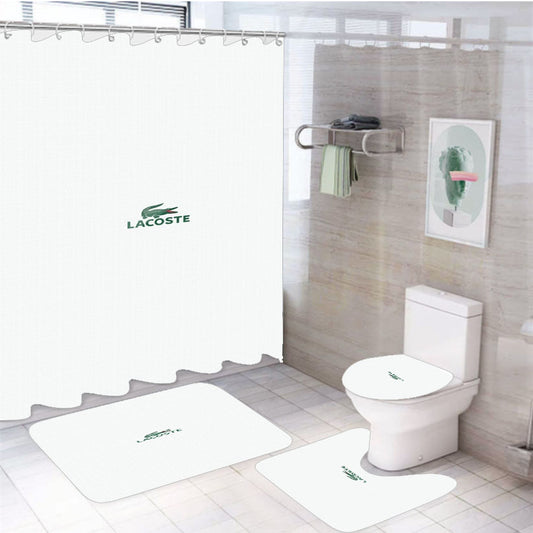 Lacoste Crocodile Logo 4Pcs Bathroom Set Shower Curtain