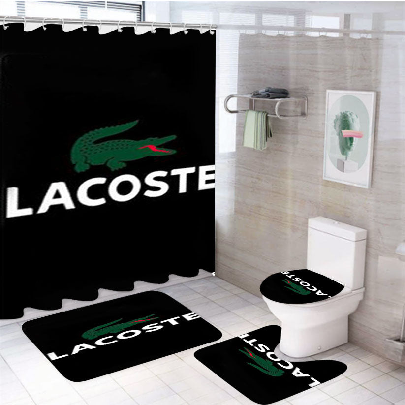 Lacoste Logo 4Pcs Bathroom Set Shower Curtain
