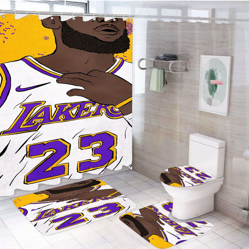Lakers 23 Nba Legend 4Pcs Bathroom Set Shower Curtain