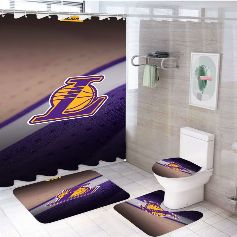 Lakers Dept Of Field 4Pcs Bathroom Set Shower Curtain