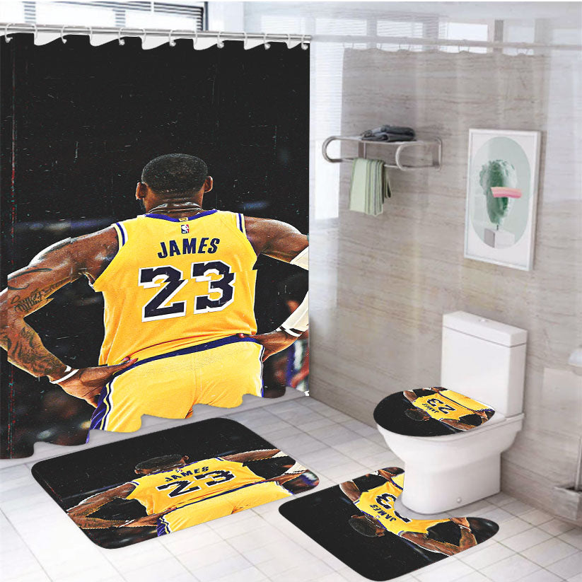 Lakers Nba Lebron James 4Pcs Bathroom Set Shower Curtain