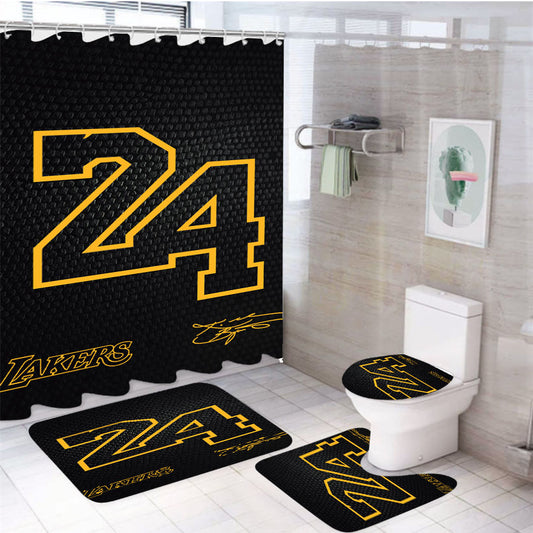 Lakers Number 24 Deluxe 4Pcs Bathroom Set Shower Curtain
