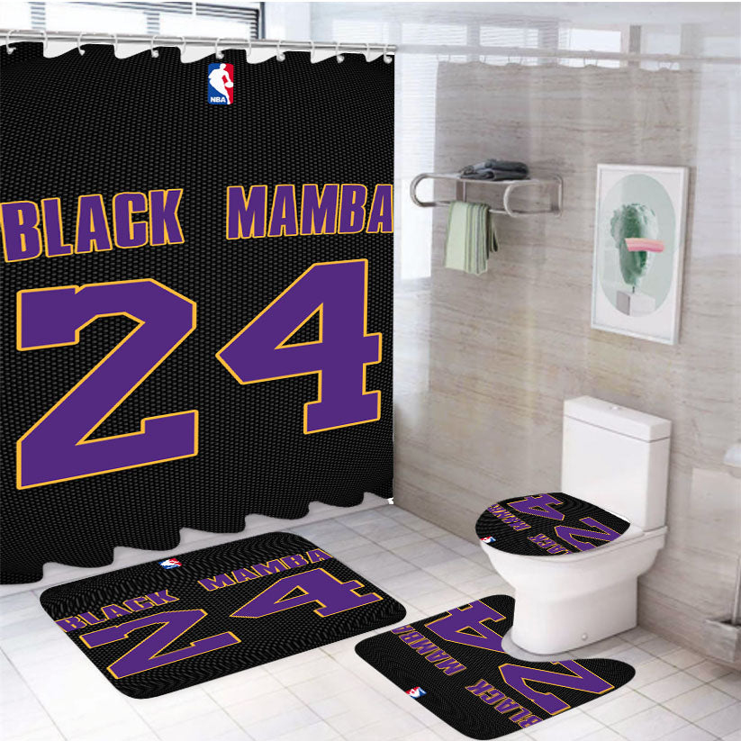 Lakers Poison Black Mamba 4Pcs Bathroom Set Shower Curtain