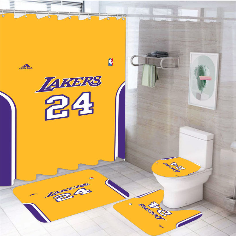 Lakers Twenty Four Team Yellow Purple 4Pcs Bathroom Set Shower Curtain