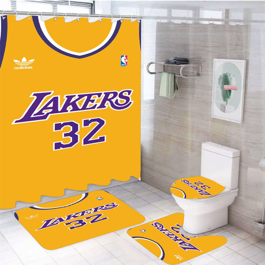 Lakers Yellow Club Basket Ball 4Pcs Bathroom Set Shower Curtain