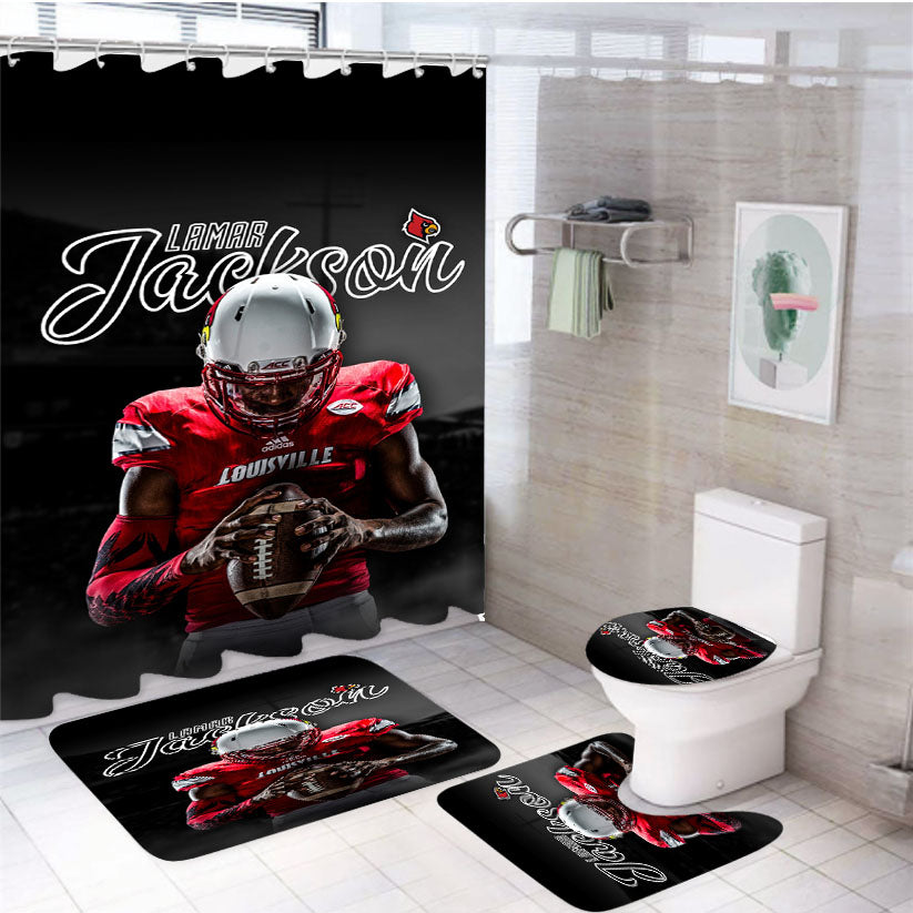 Lamar Jackson Louisville 4Pcs Bathroom Set Shower Curtain