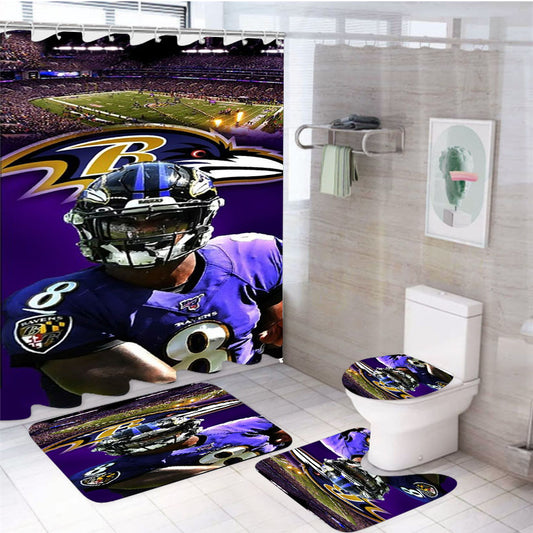 Lamar Jackson Nfl Baltimore Ravens 4Pcs Bathroom Set Shower Curtain