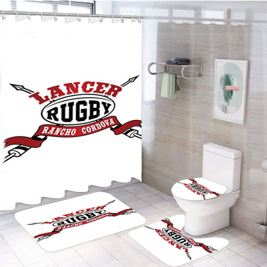 Lancer Rugby Logo 4Pcs Bathroom Set Shower Curtain