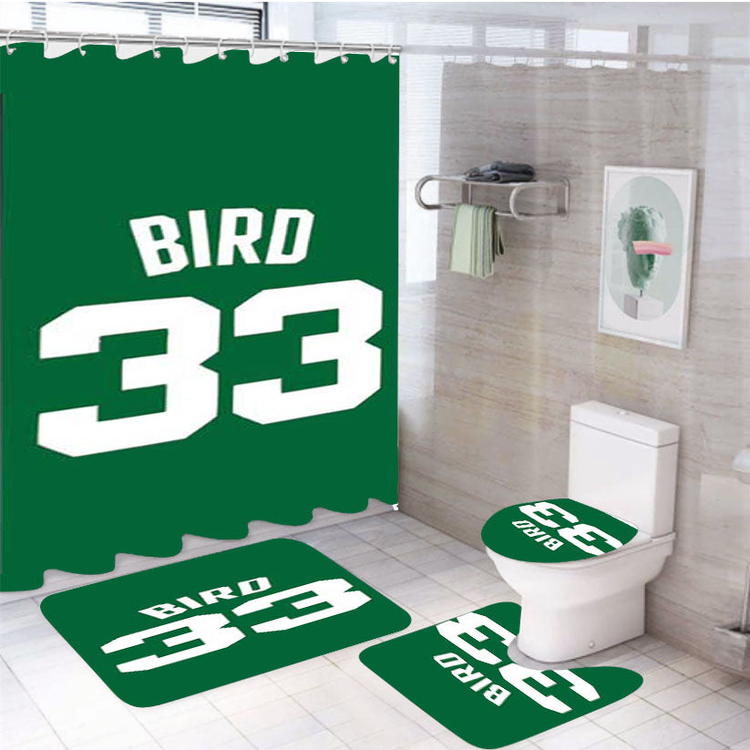 Larry Bird Jersey Green 4Pcs Bathroom Set Shower Curtain
