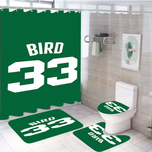 Larry Bird Jersey Green 4Pcs Bathroom Set Shower Curtain