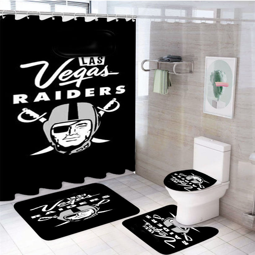 Las Vegas Raiders 4Pcs Bathroom Set Shower Curtain