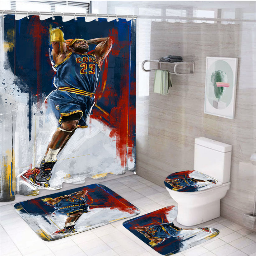 Lebron James 4Pcs Bathroom Set Shower Curtain