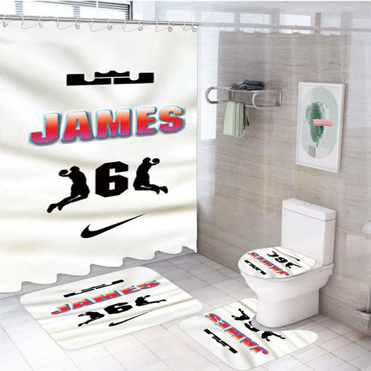 Lebron James 6 Shirt 4Pcs Bathroom Set Shower Curtain