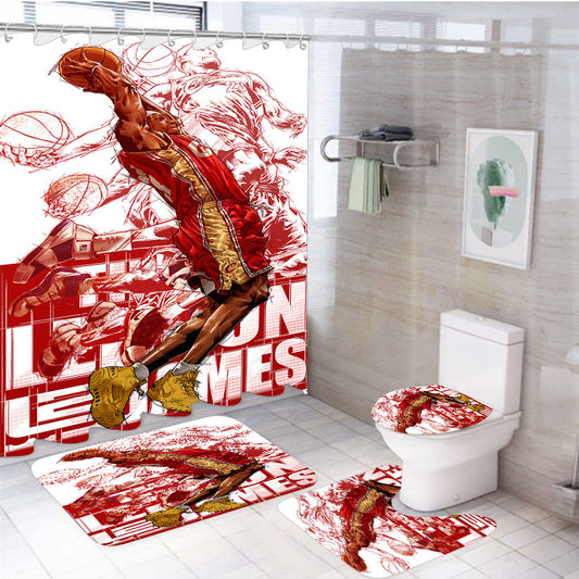 Lebron James Art 4Pcs Bathroom Set Shower Curtain