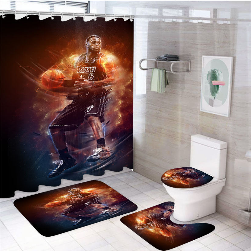 Lebron James Aura Jump 4Pcs Bathroom Set Shower Curtain