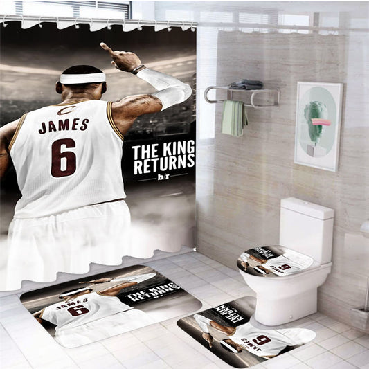 Lebron James Basket King Returns 4Pcs Bathroom Set Shower Curtain