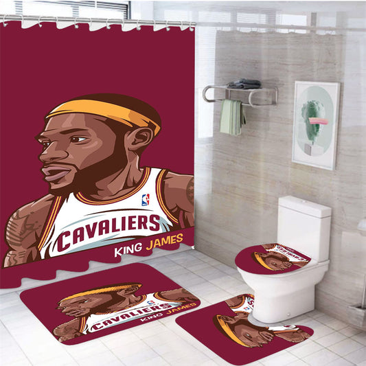 Lebron James Hd 4Pcs Bathroom Set Shower Curtain