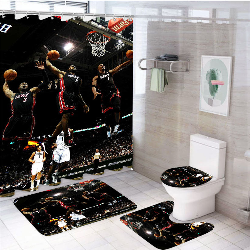 Lebron James Heat Dunk 4Pcs Bathroom Set Shower Curtain