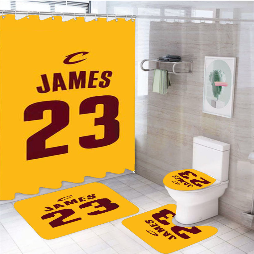 Lebron James Jersey Plain 4Pcs Bathroom Set Shower Curtain