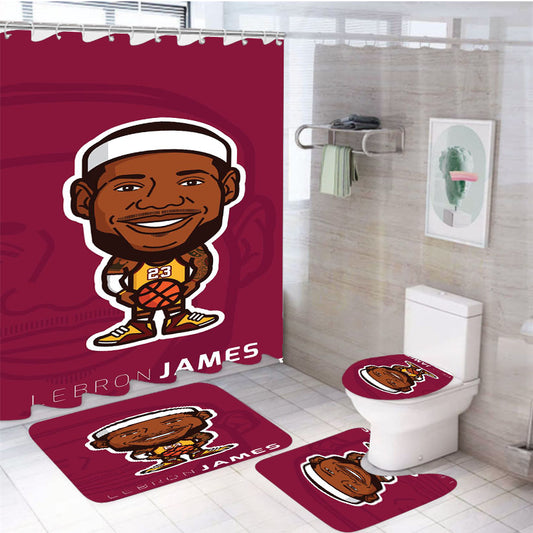 Lebron James Lakers Wallpaper 4Pcs Bathroom Set Shower Curtain