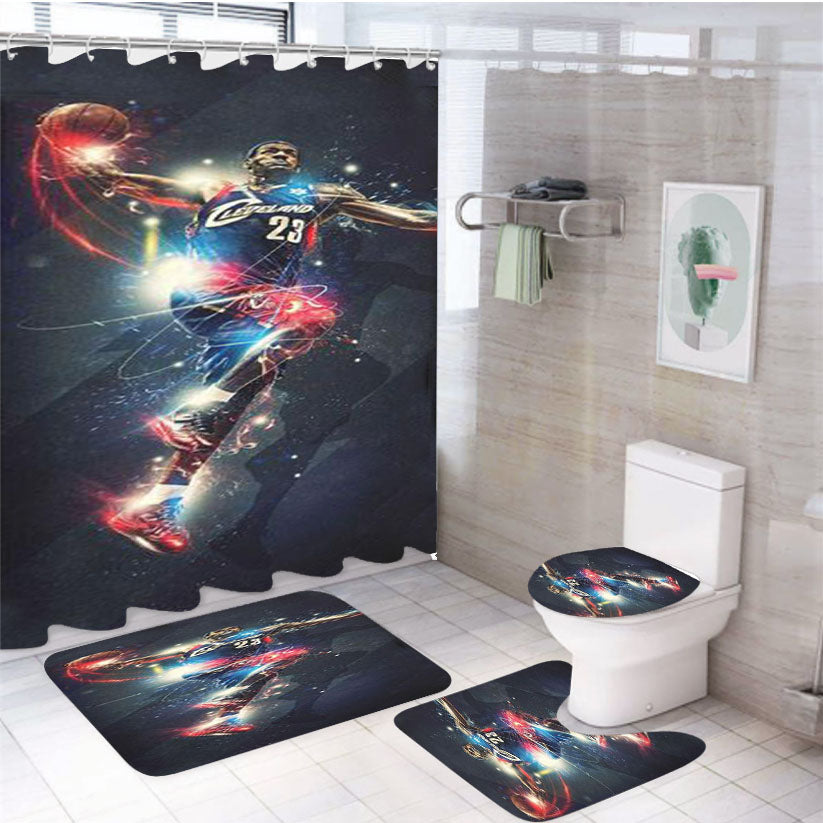 Lebron James Lay Up 4Pcs Bathroom Set Shower Curtain