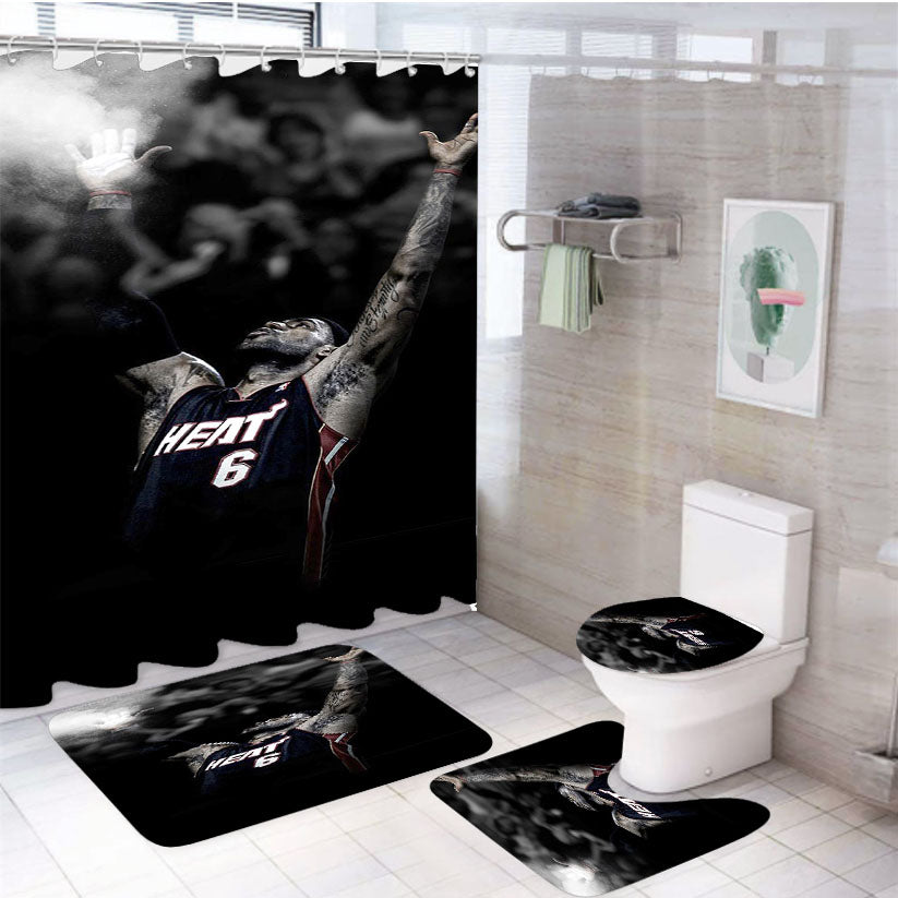 Lebron James Powder Toss 4Pcs Bathroom Set Shower Curtain