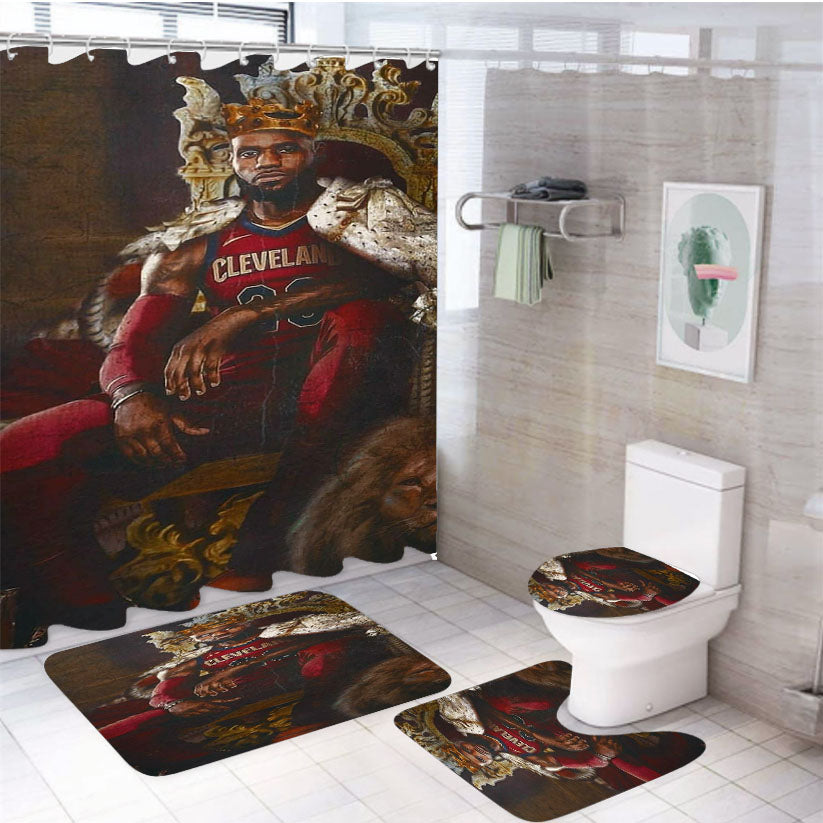 Lebron James Wallpaper 4Pcs Bathroom Set Shower Curtain