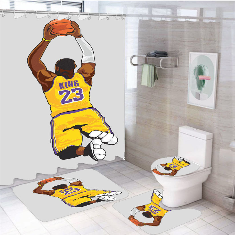 Lebron Lakers Custom 4Pcs Bathroom Set Shower Curtain