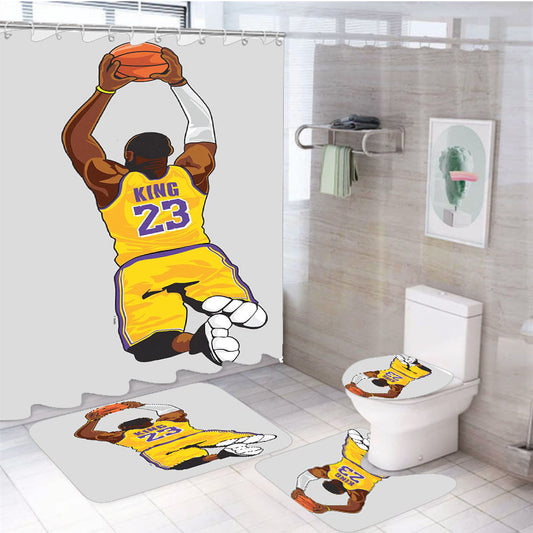 Lebron Lakers Custom 4Pcs Bathroom Set Shower Curtain